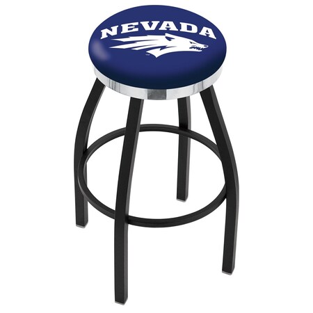 25 Blk Wrinkle Nevada Swivel Bar Stool,Chrome Ring